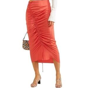 The Line By K Sisillia Asymmetrical drawstring Midi Skirt In Coral Size XS